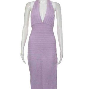 Herve Leger V Neck Halter Bodycon Dress Sz S